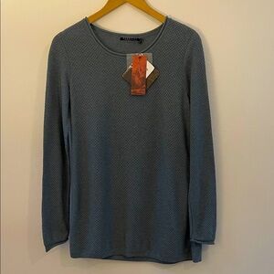 Peruvian Connection NWT Sullivan Pullover Iced Blue Lightweight Knit Sweater M